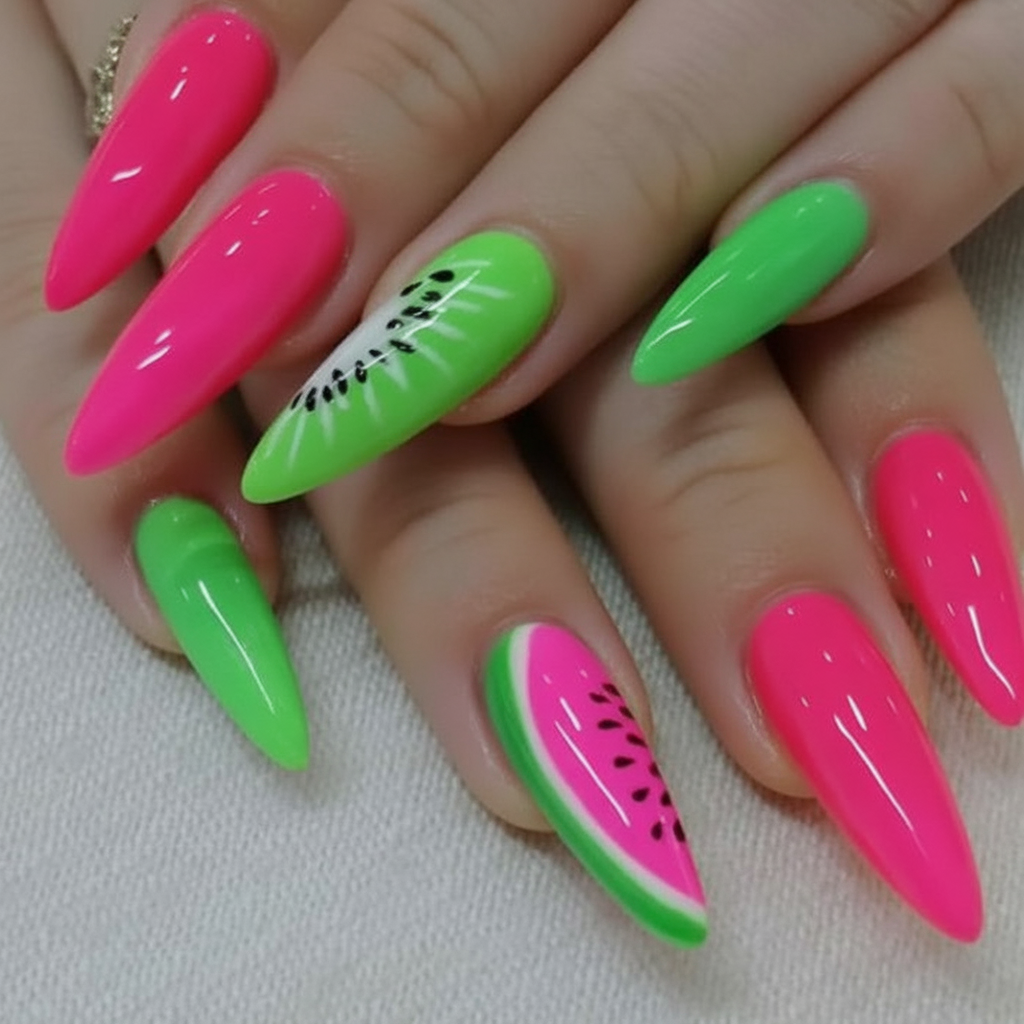 Watermelon Nails for Summer 2025 High-Impact Neons With Fruit Punch Flair