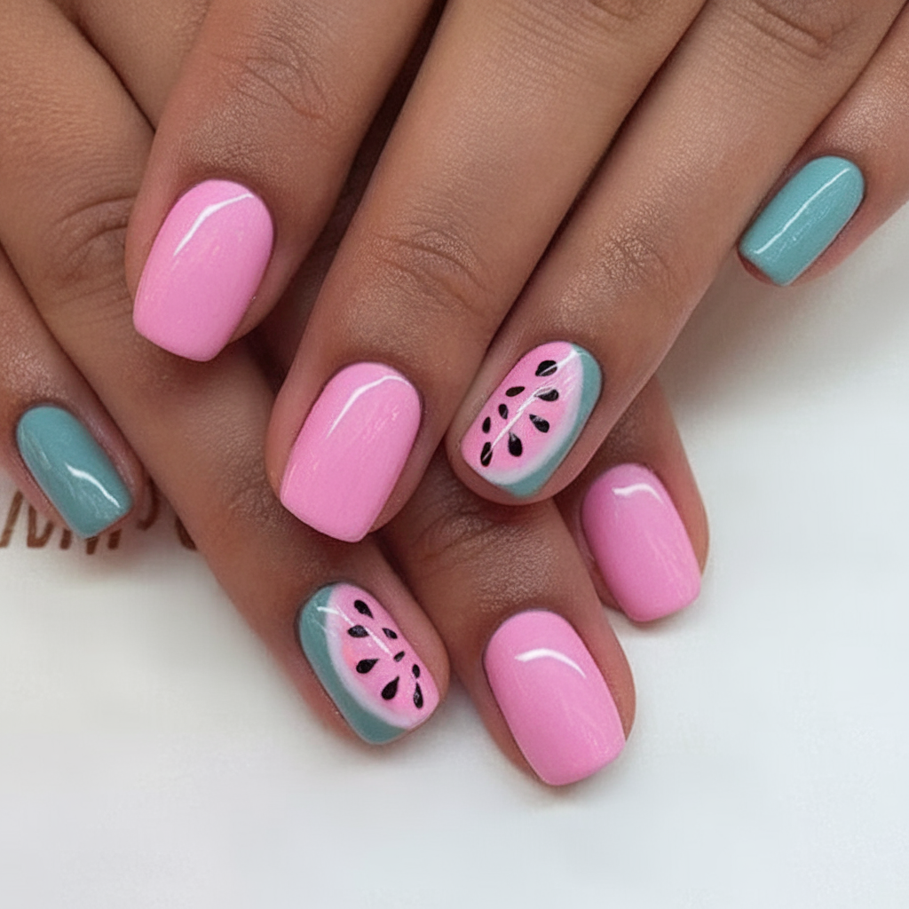 Watermelon Nails for Summer 2025 Pastel Pop With a Twist of Cool