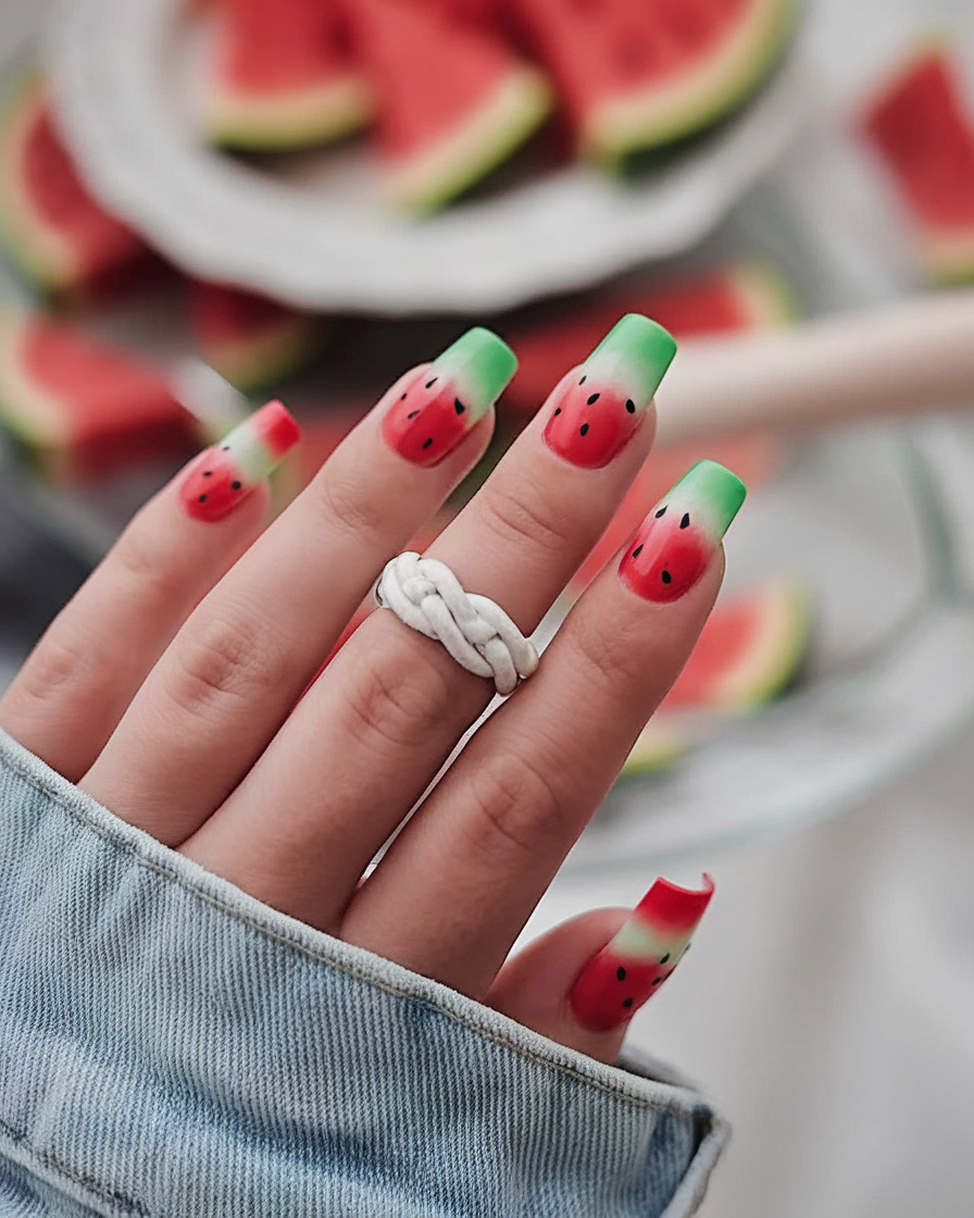 Watermelon Nails for Summer 2025 Juicy Fade With Classic Fruit Energy