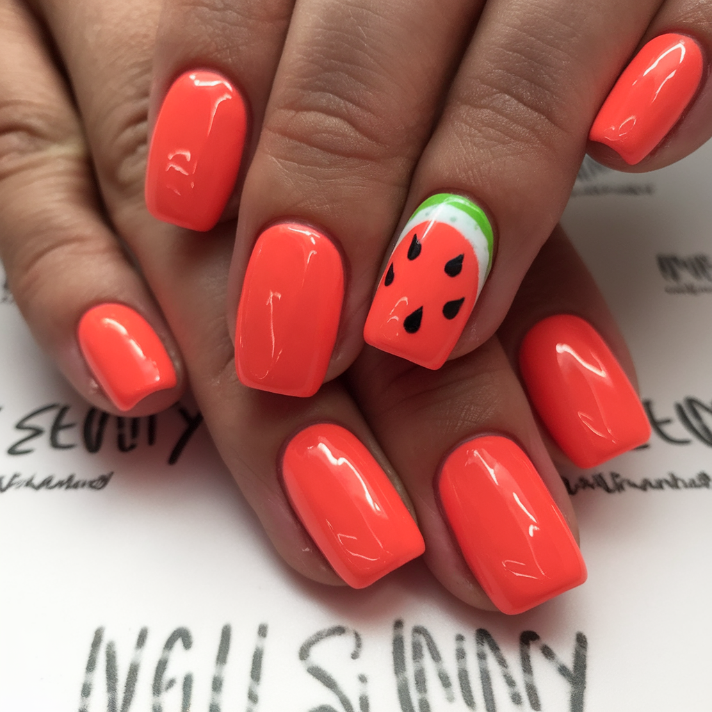Watermelon Nails for Summer 2025 Coral Power With a Juicy Accent