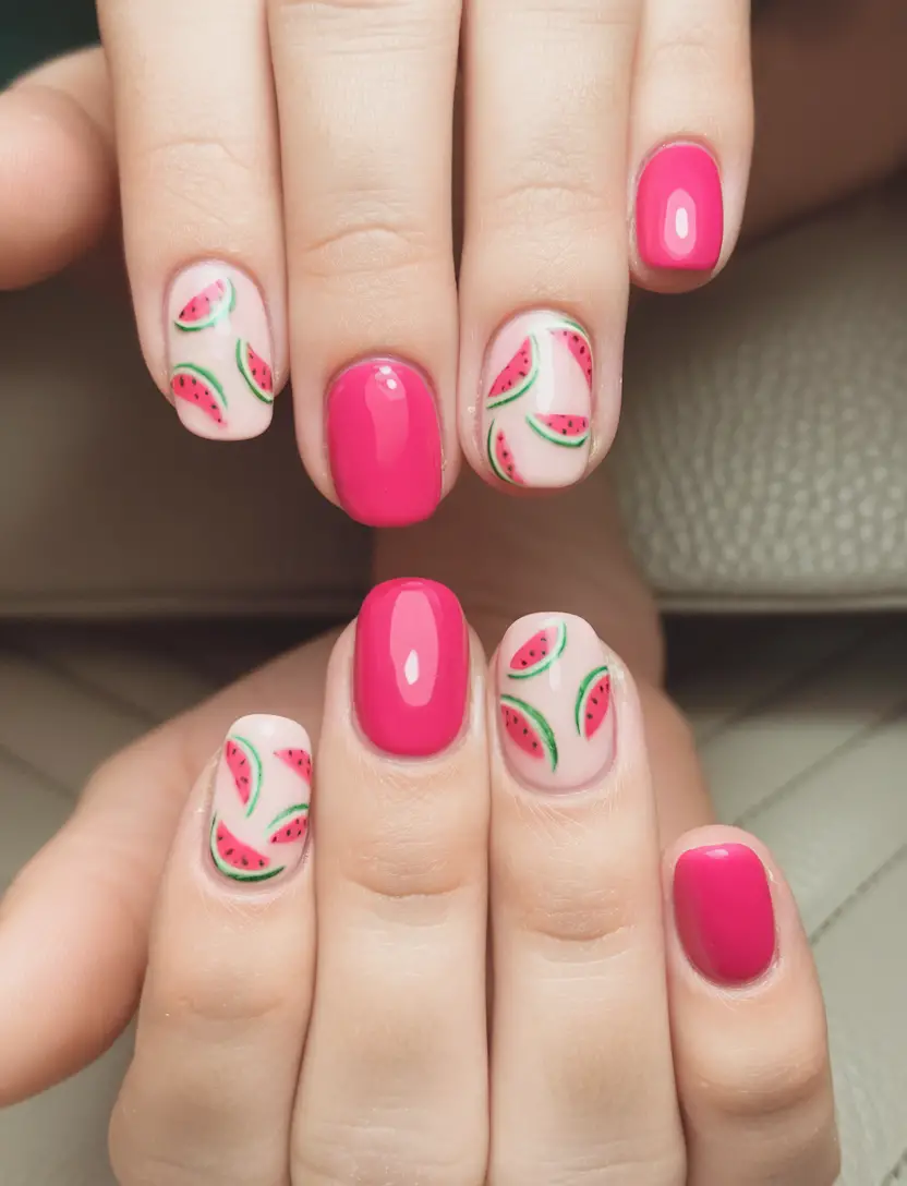Watermelon Nails for Summer 2025 Playful Pink Meets Minimalist Art