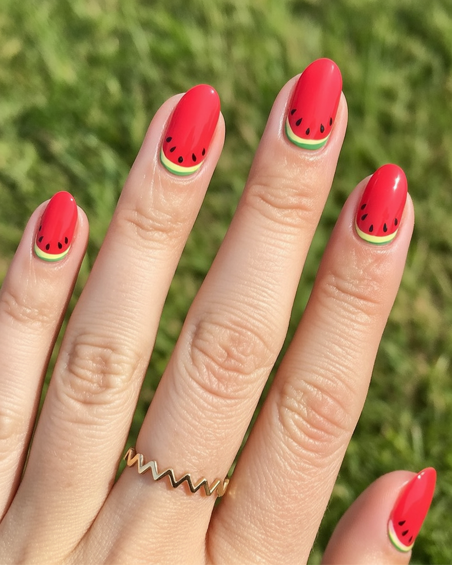 Watermelon Nails for Summer 2025 Classic Red With a Twist