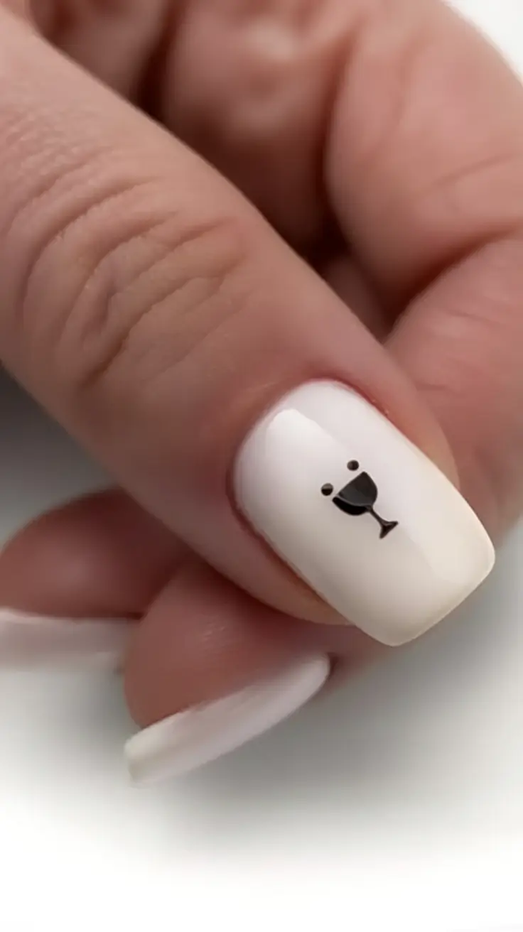 White Nails Made for Summer 2025 Minimalist Bear Face Charm
