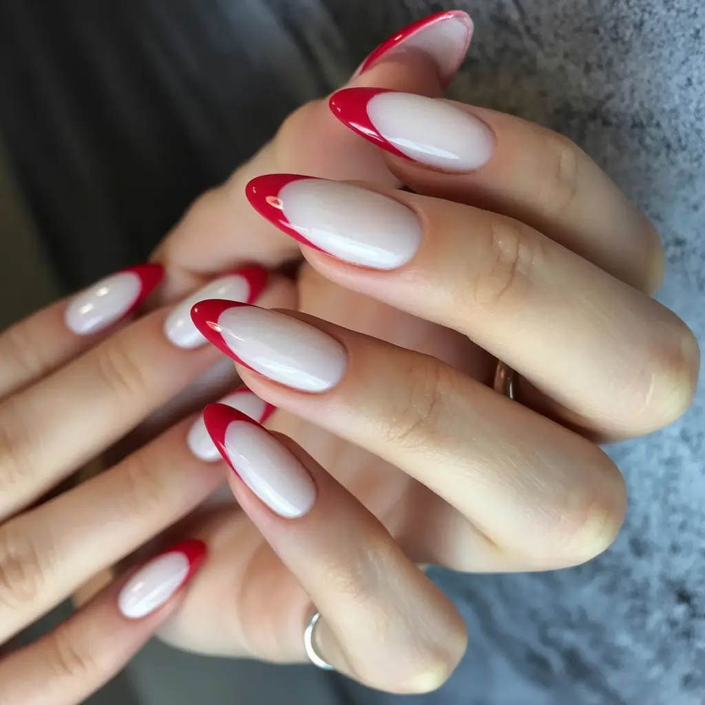 White Nails Made for Summer 2025 Cherry Red French Tip Twist
