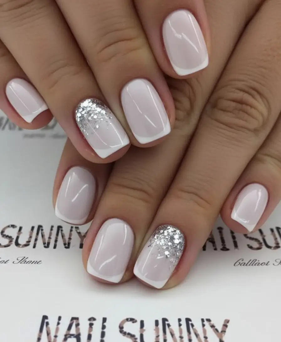 White Nails Made for Summer 2025 Silver-Glazed Classic French