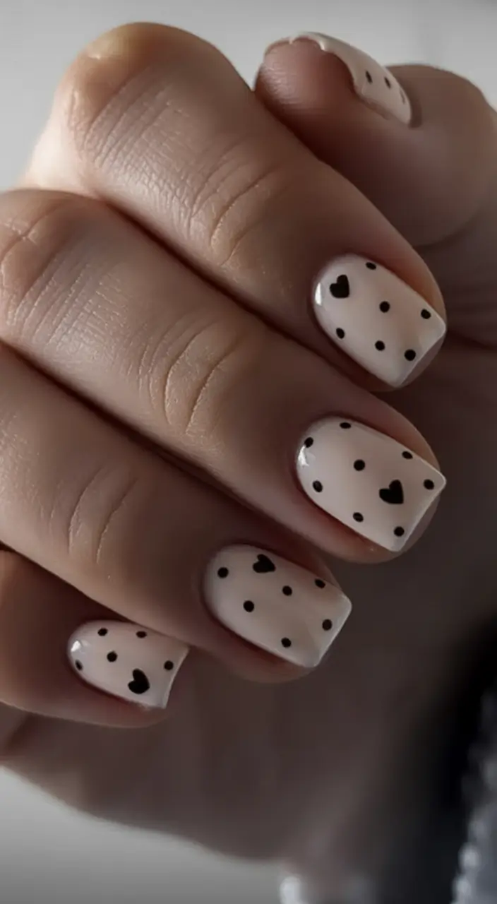 White Nails Made for Summer 2025 Heart-Dotted Retro Minimalism
