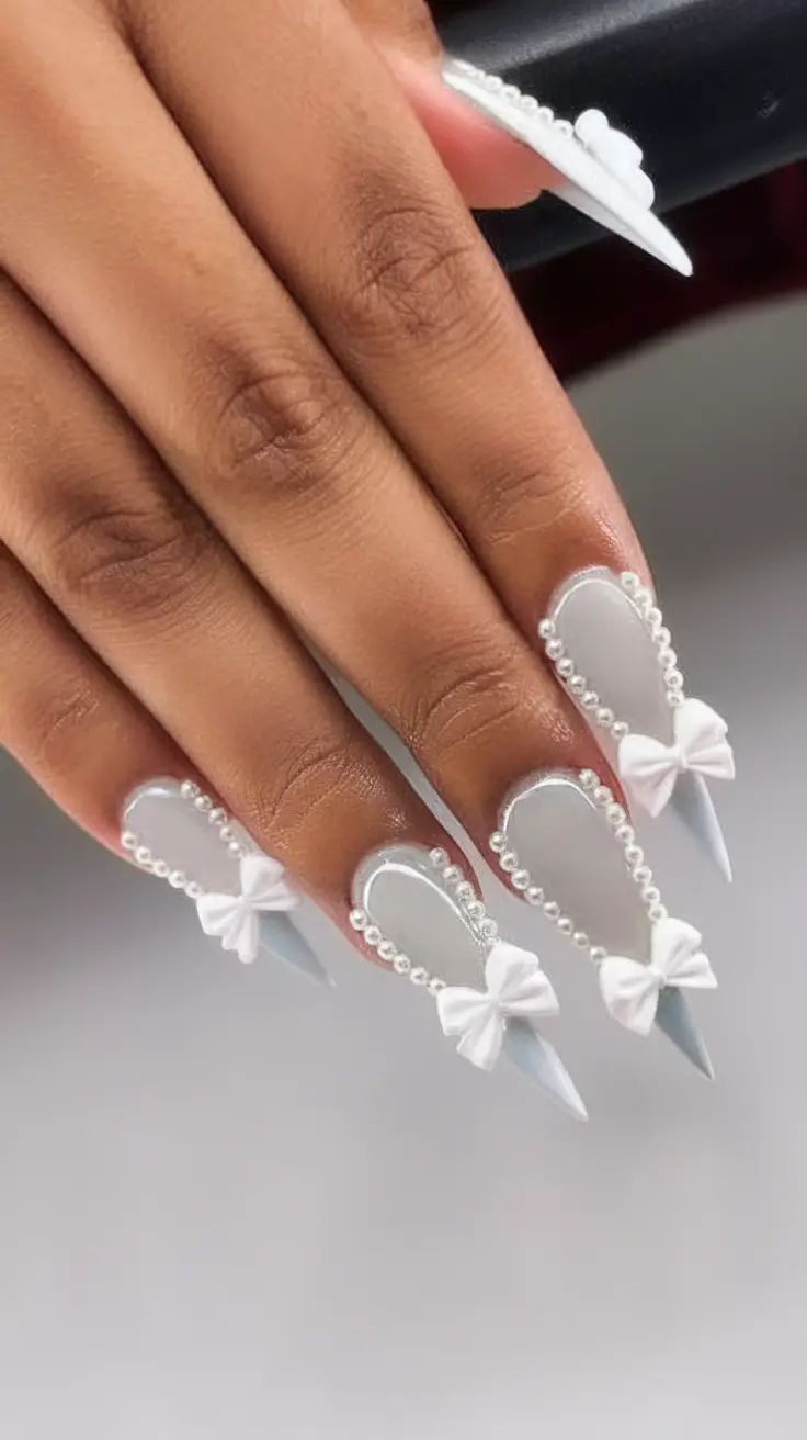 White Nails Made for Summer 2025 Pearl Princess Perfection