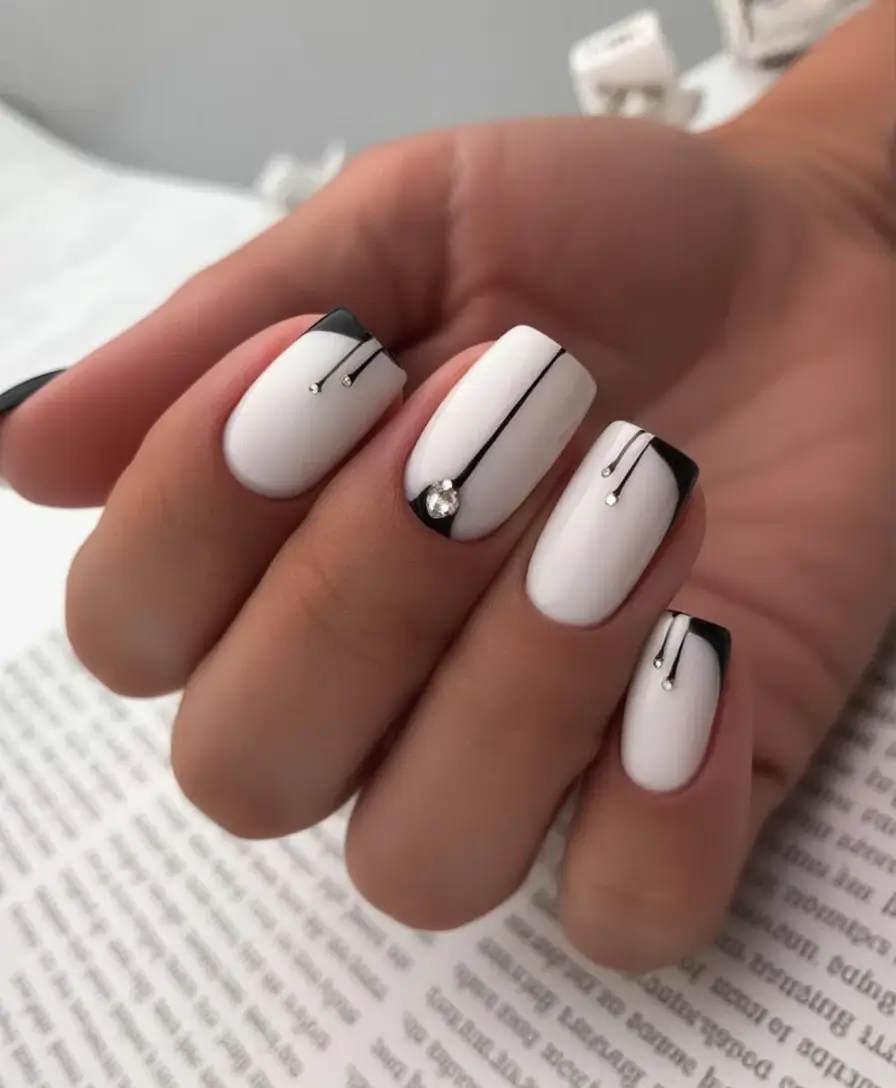 White Nails Made for Summer 2025 Monochrome Modern Art