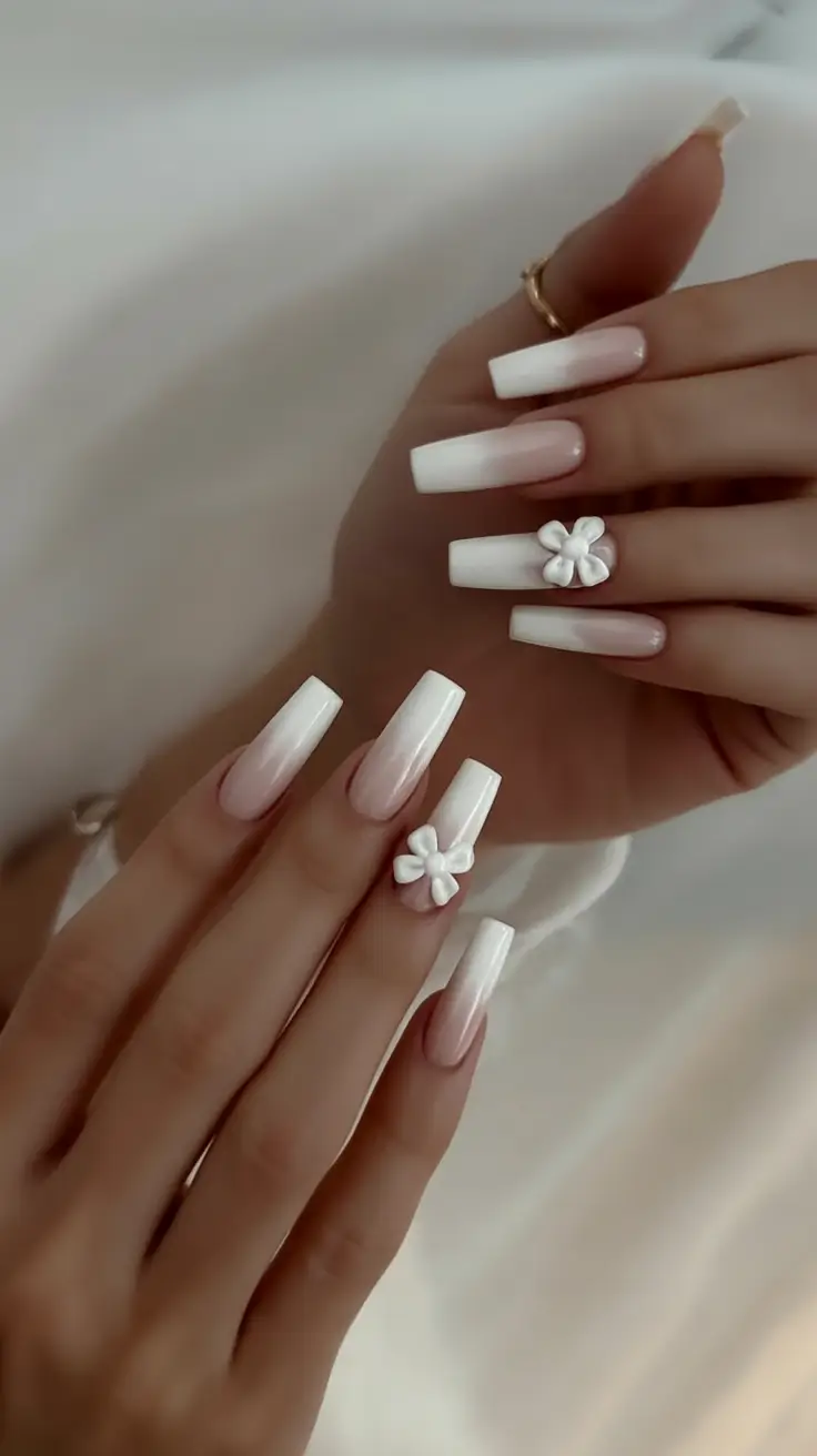 White Nails Made for Summer 2025 White Daisy Glazed French