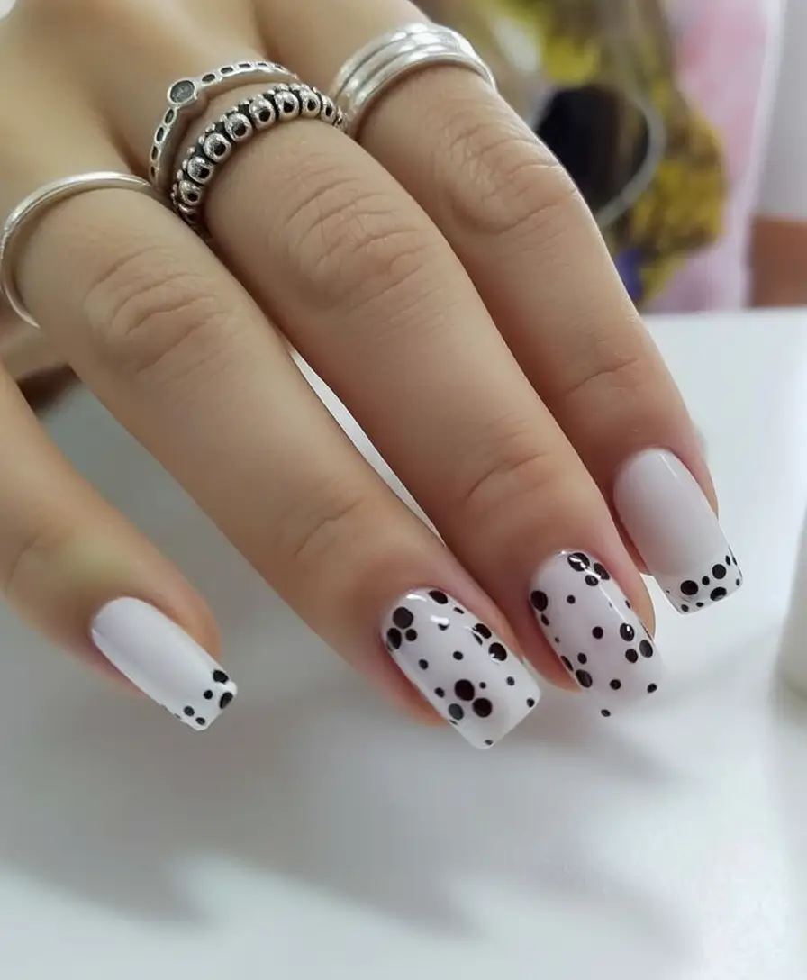 White Nails Made for Summer 2025 Dalmatian Dot Frenzy