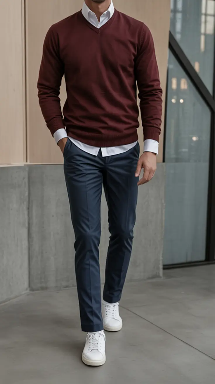 2025 men’s business casual looks for the fall season Clean Layers with a Collegiate Twist