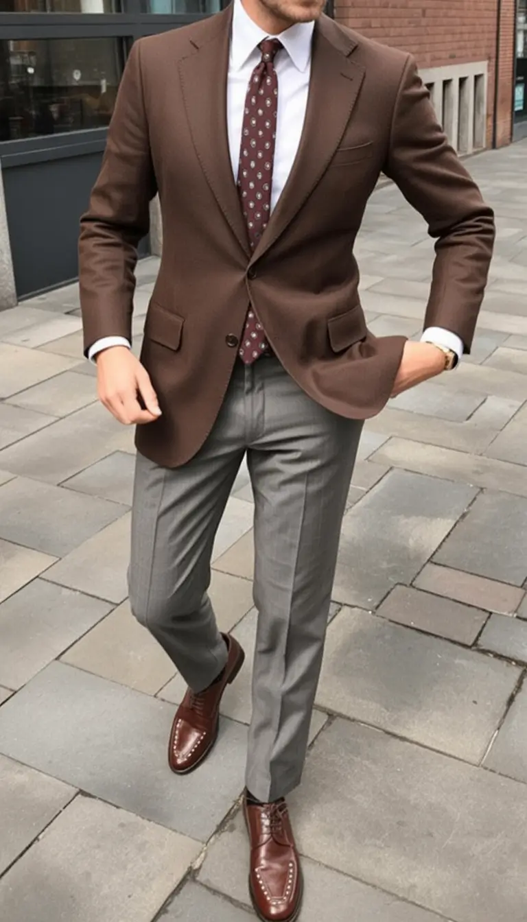 2025 men’s business casual looks for the fall season Brown Suit Revival
