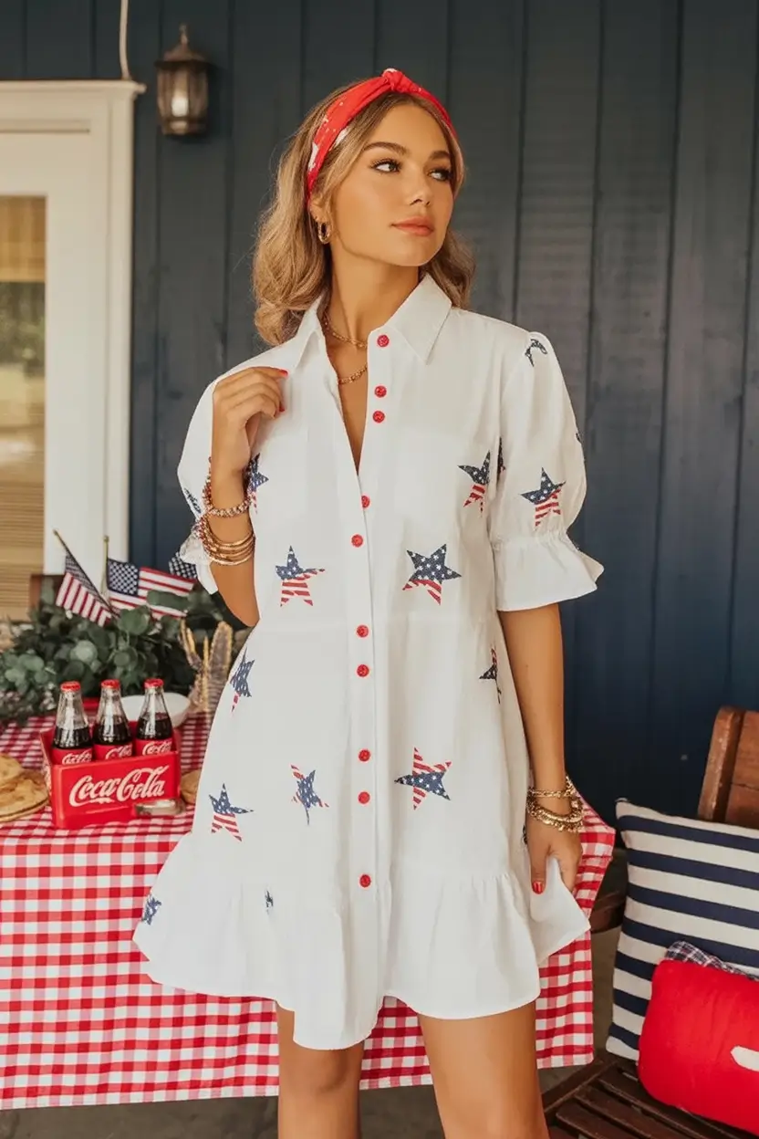 4th of July Outfits That Sparkle in 2025 Picnic-Perfect Shirt Dress Moment