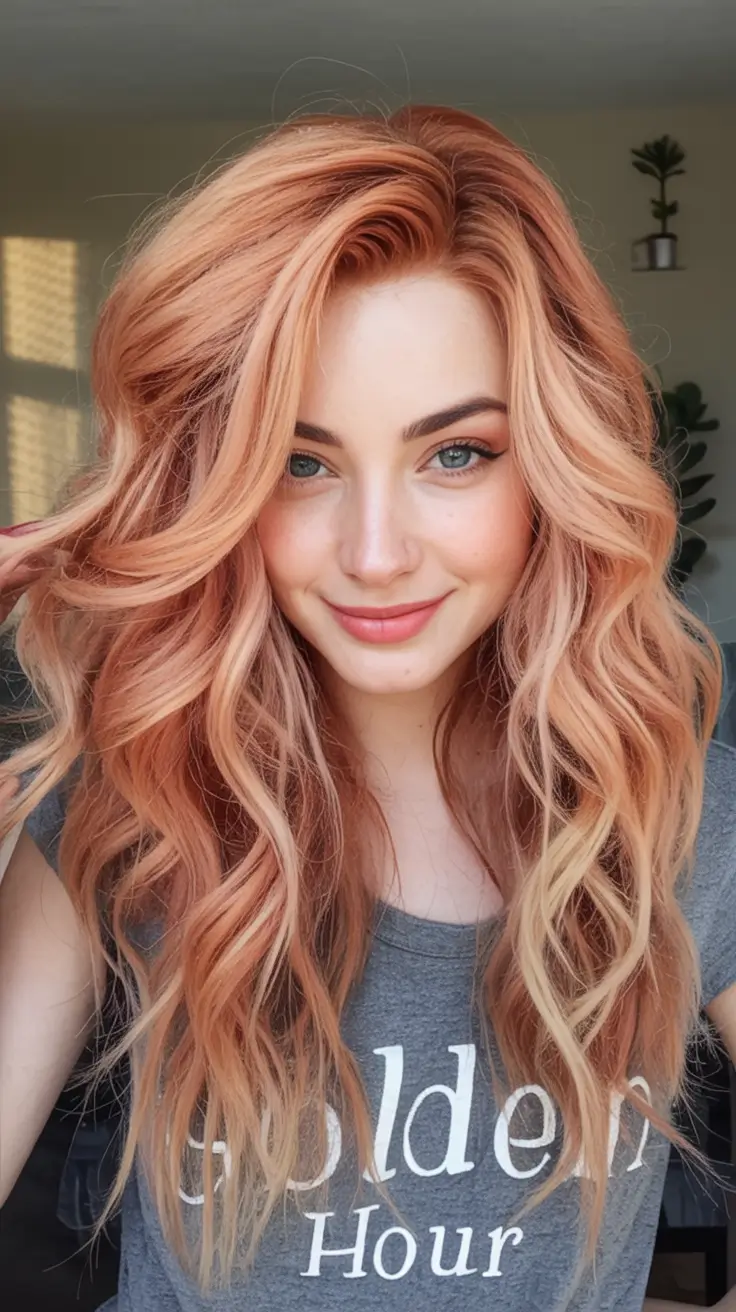 August Hair Color Ideas 2025 Golden Hour Apricot