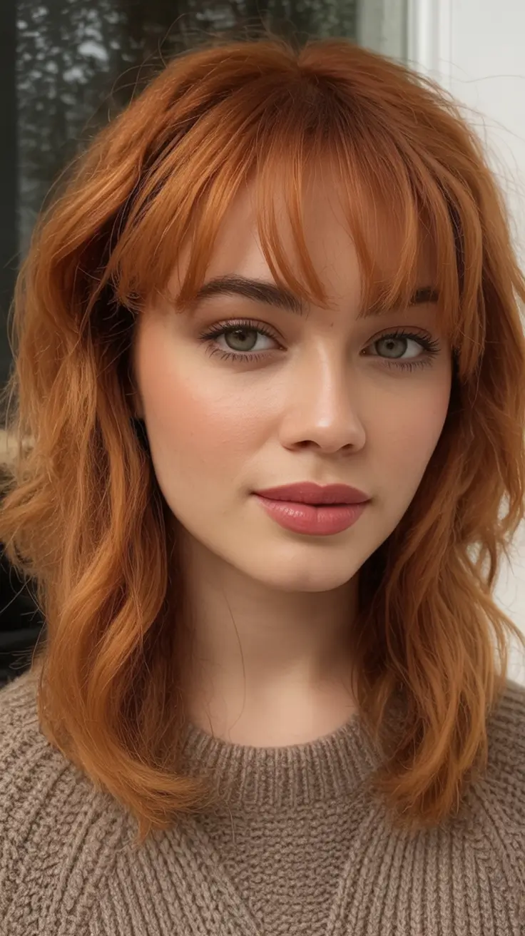 August Hair Color Ideas 2025 Cinnamon Curtain Layers