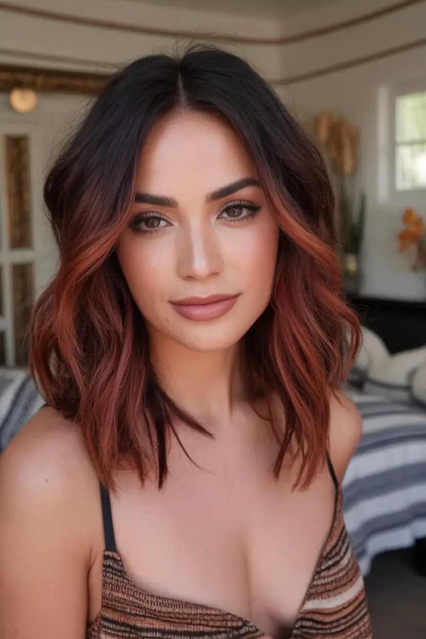 August Hair Color Ideas 2025 Sunlit Cinnamon Ombre