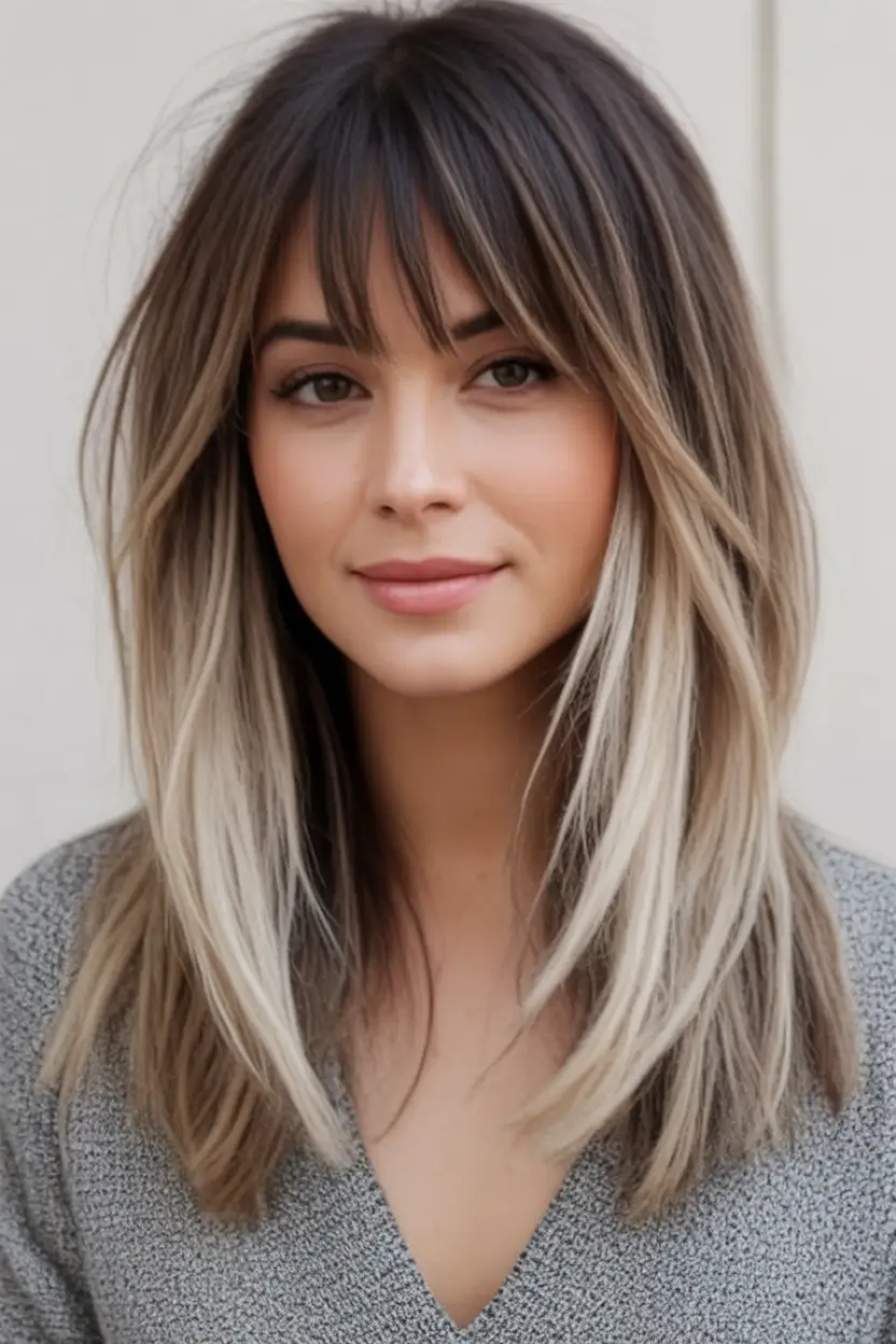 August Haircut Ideas 2025 Cool Contrast for Long Straight Hair