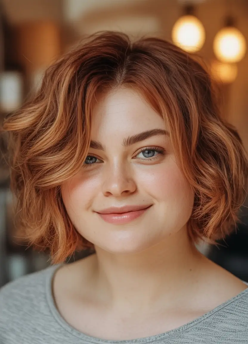 August Haircut Ideas 2025 Copper Bob for Curly Hair