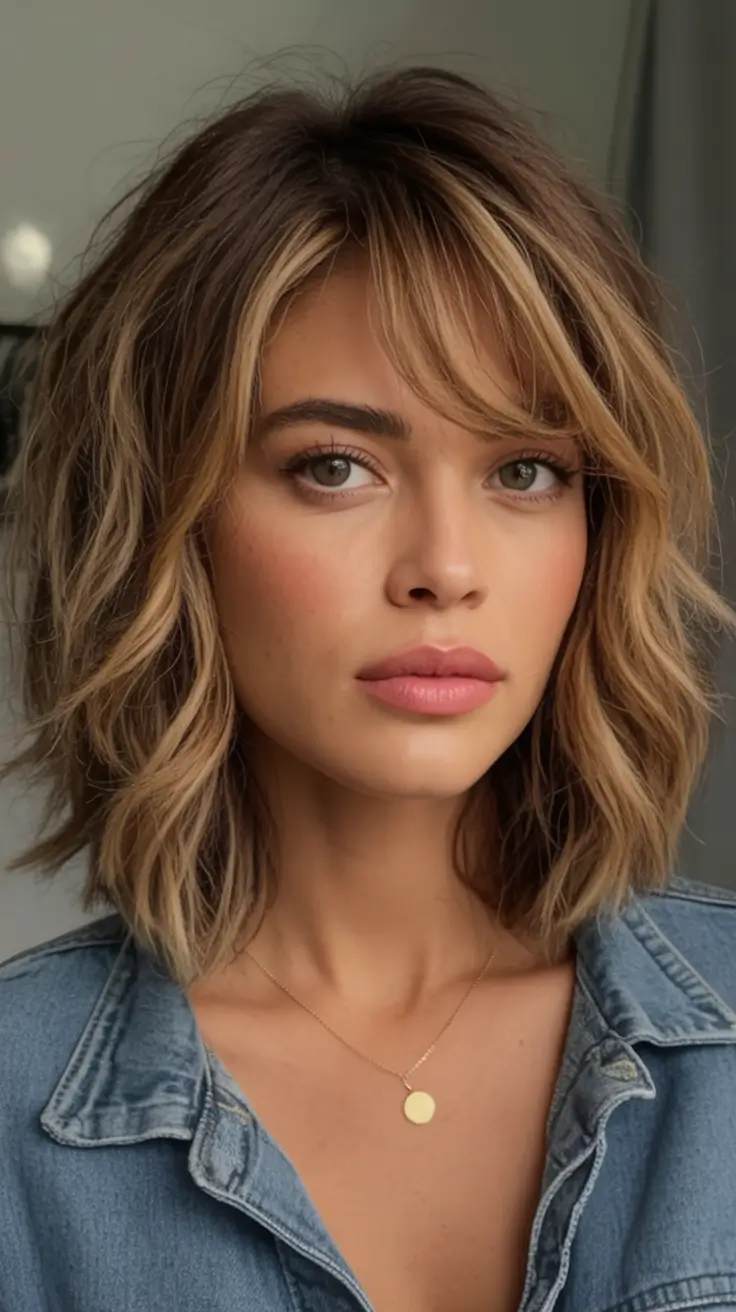 August Haircut Ideas 2025 Casual Waves with Subtle Highlights