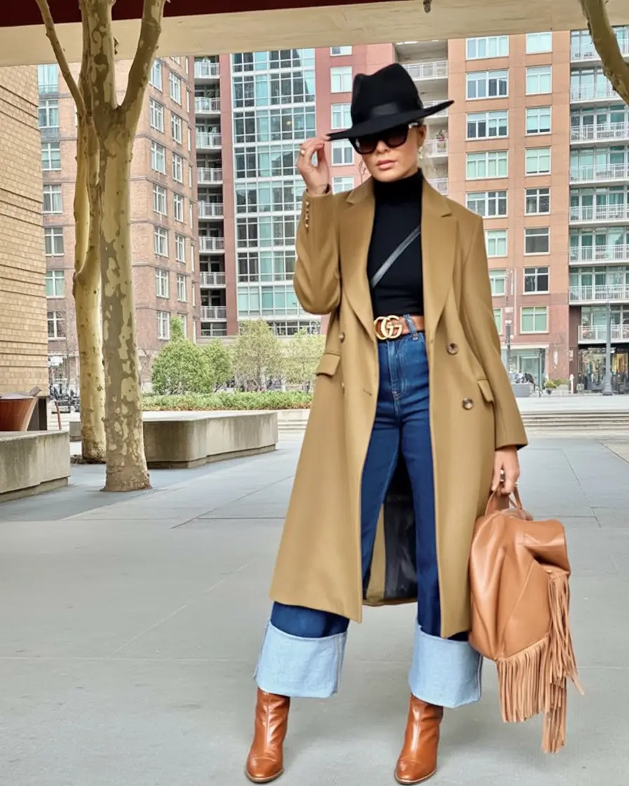 Autumn Fashion outfits for 2025 Wide-Cuff Denim and a Western Whisper