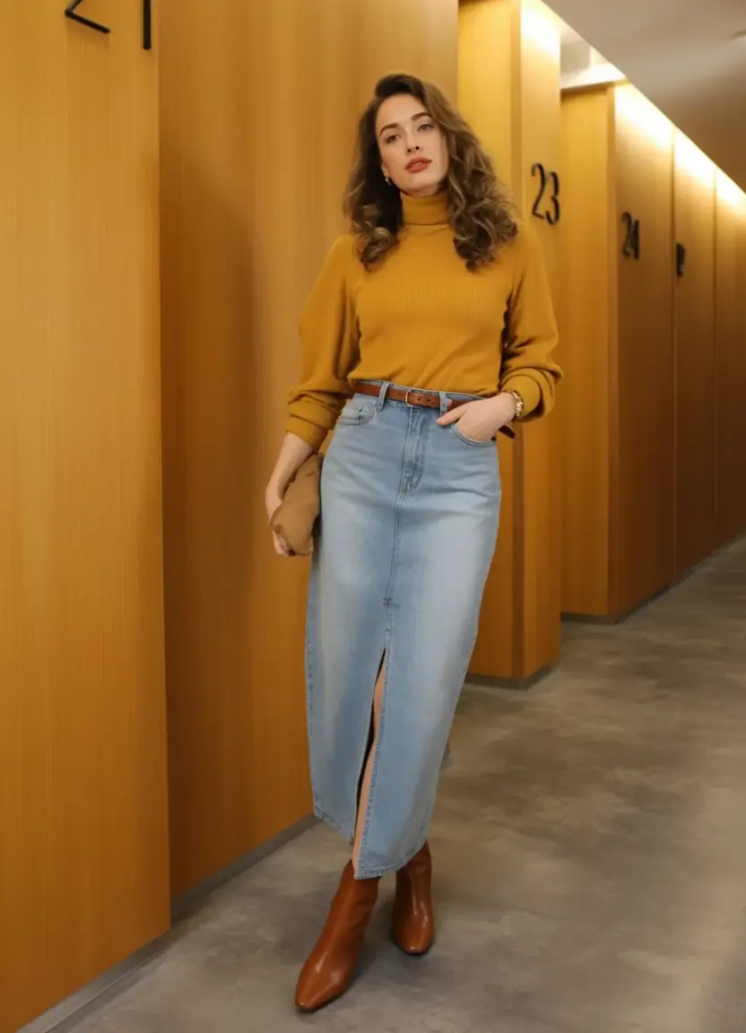 Autumn Fashion outfits for 2025 Soft Mustard and Denim Revival