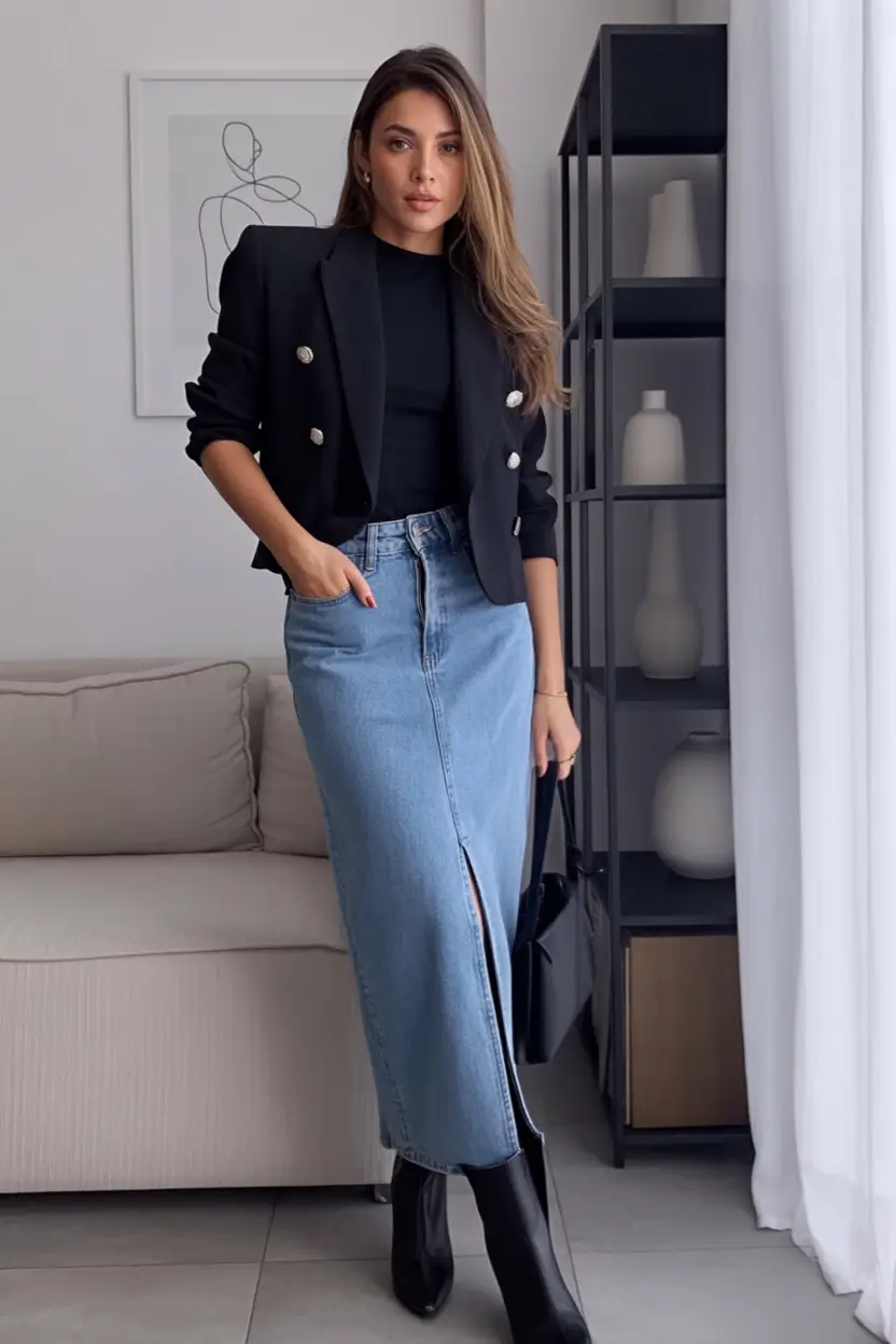 Autumn Fashion outfits for 2025 Denim Noir