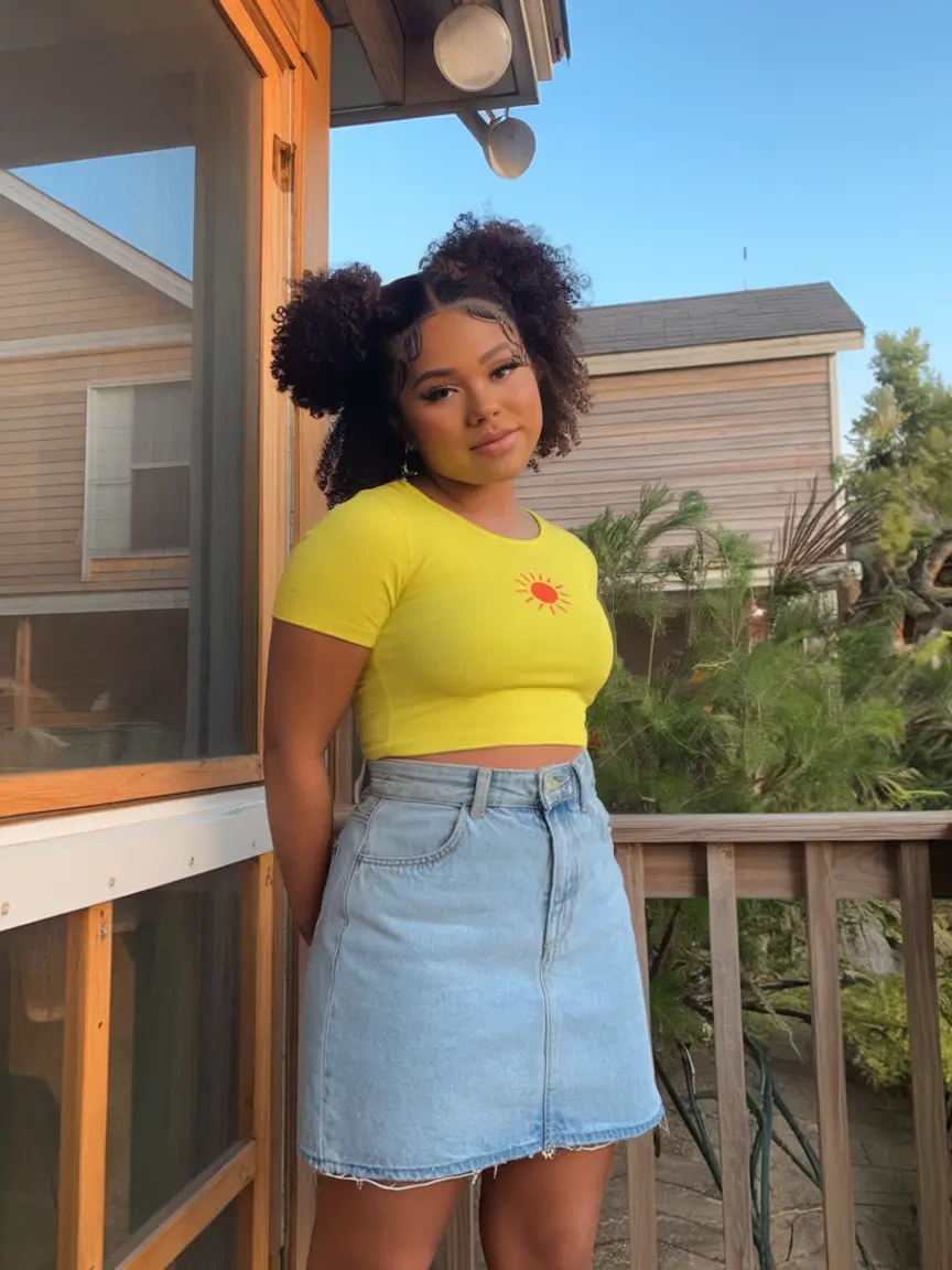 back to school outfits ideas 2025 Sunshine Crop & Classic Denim