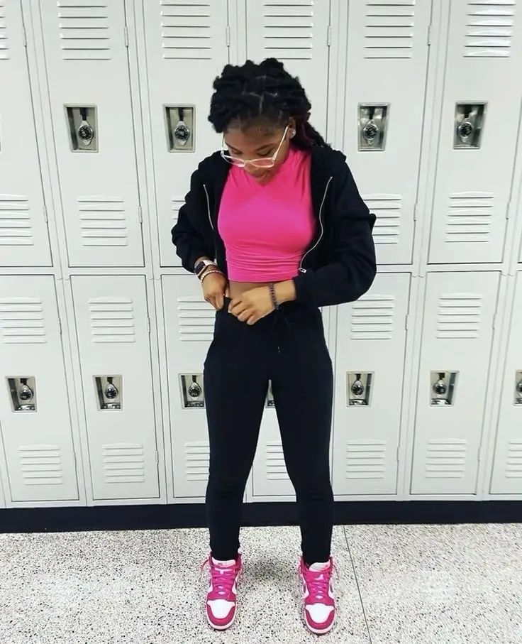 back to school outfits for teens ideas 2025 Hot Pink Meets Athleisure Queen