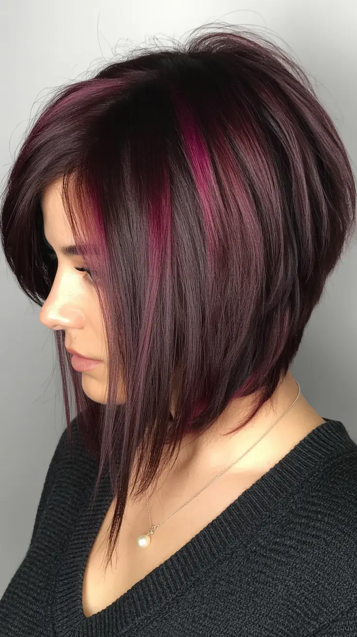 Best Fall 2025 Haircuts for Women Layered Plum with Magenta Accents