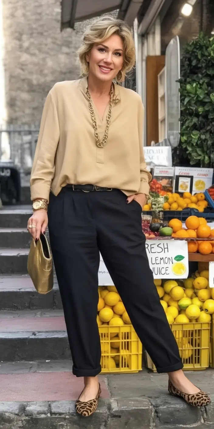 fall outfits for women over 50 Neutrals with a Wild Twist