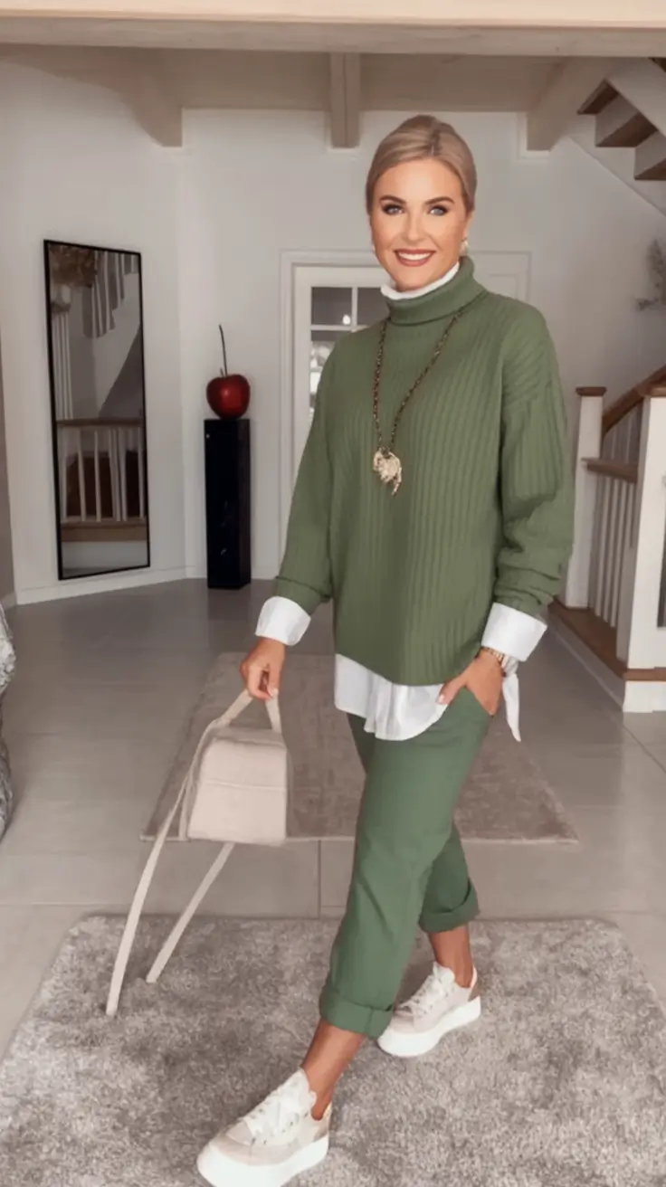 fall outfits for women over 50 Olive Layers for the Win