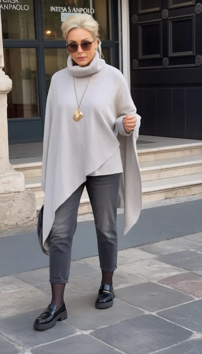 fall outfits for women over 50 Asymmetrical Layers with a Twist