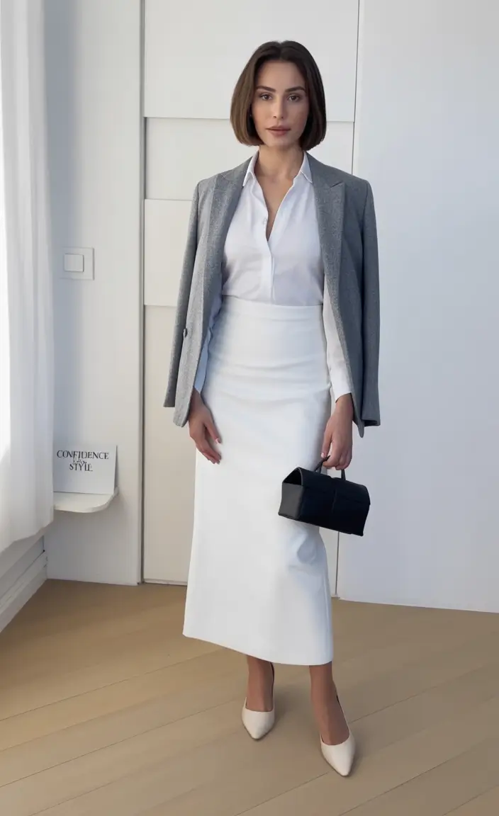 Classy fall women outfits for work 2025 Minimalist in White and Wool