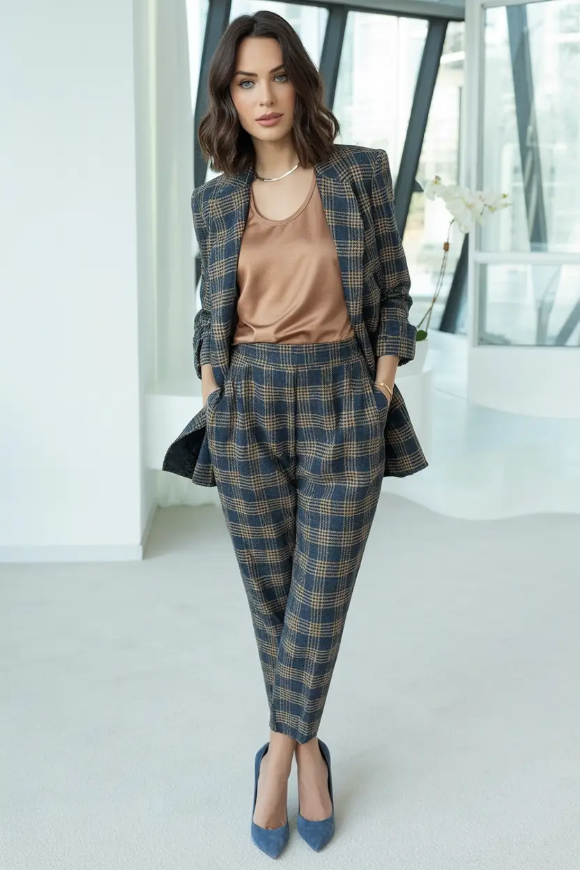 Classy fall women outfits for work 2025 Smart Plaid Energy