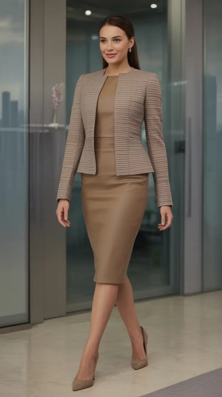 Classy fall women outfits for work 2025 Understated Power in Taupe