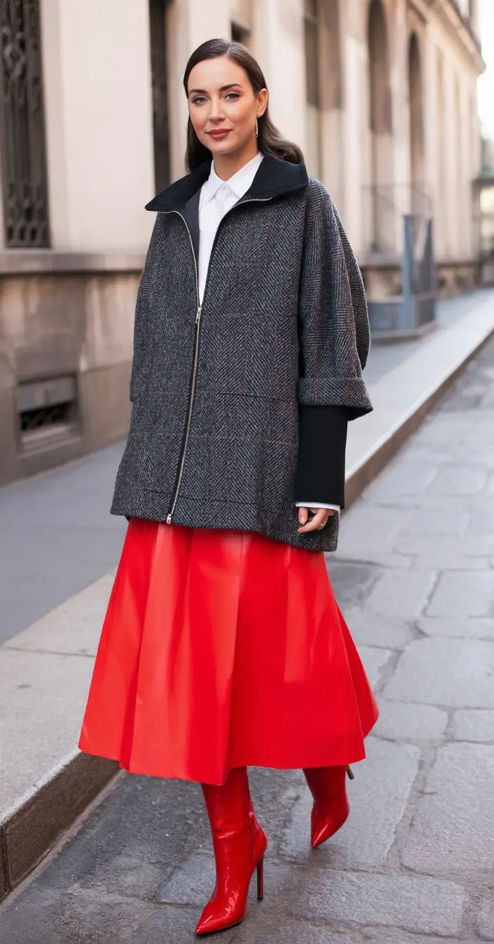 Easy and stylish fall outfits in 2025 City Chic In Crimson & Charcoal