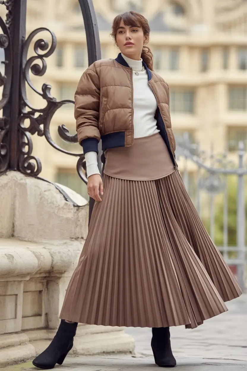 Easy and stylish fall outfits in 2025 Soft Motion in Bronze Pleats