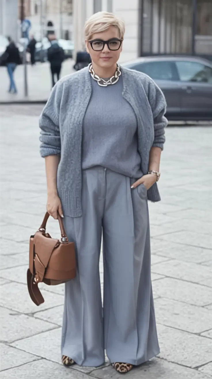 Easy and stylish fall outfits in 2025 Slate Tones and Bold Chains