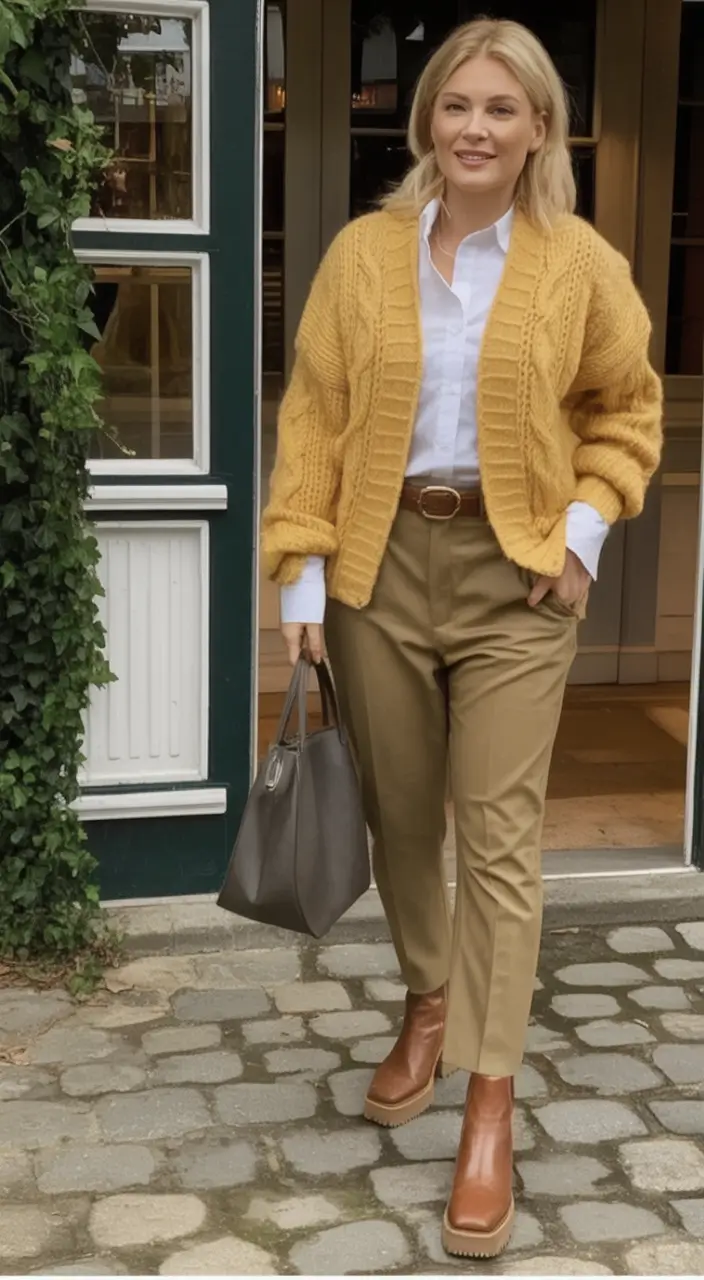 Easy and stylish fall outfits in 2025 Mustard Knit Moment