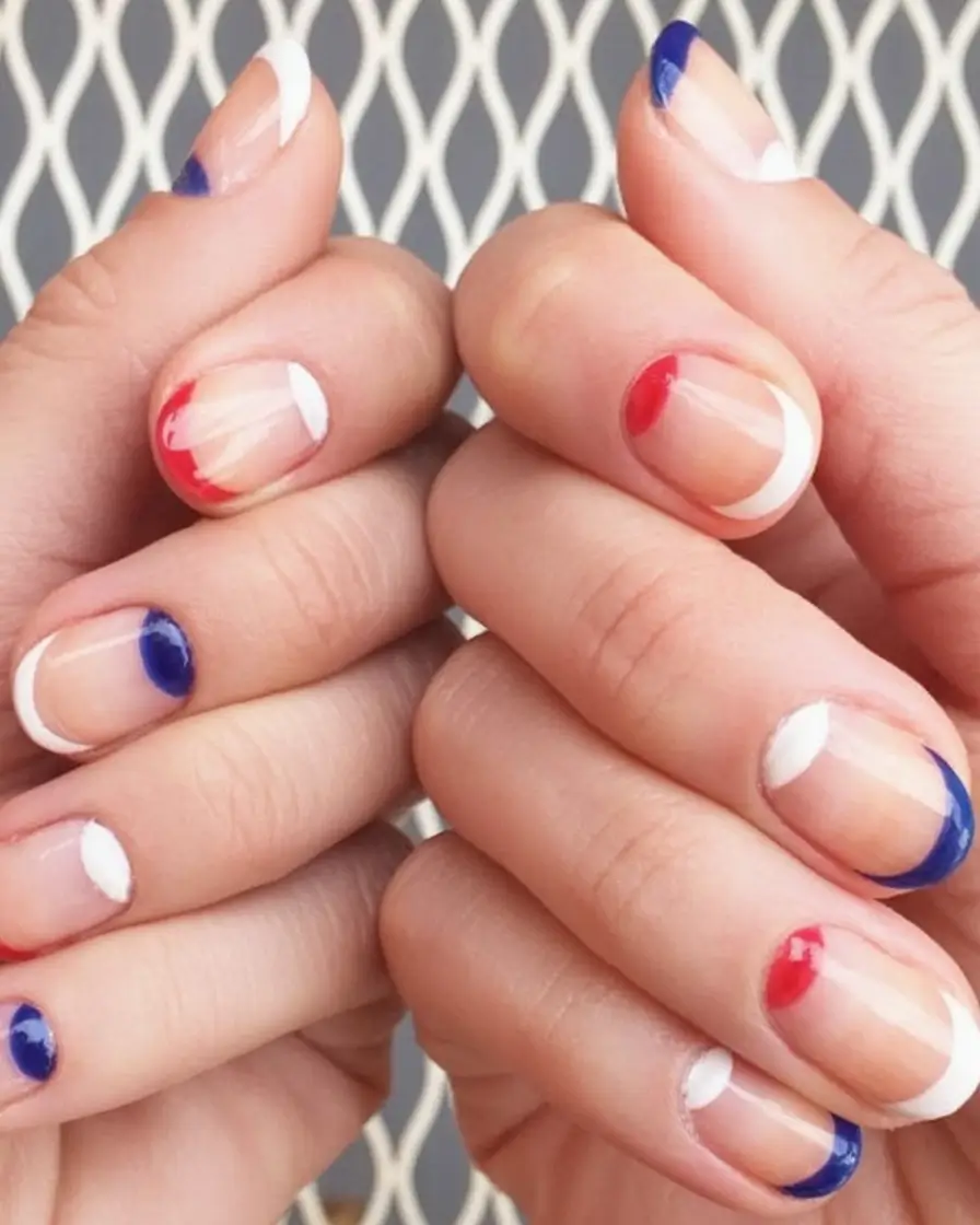 Effortless July 4th Nails for 2025 Minimal Tricolor Tips On Bare Base