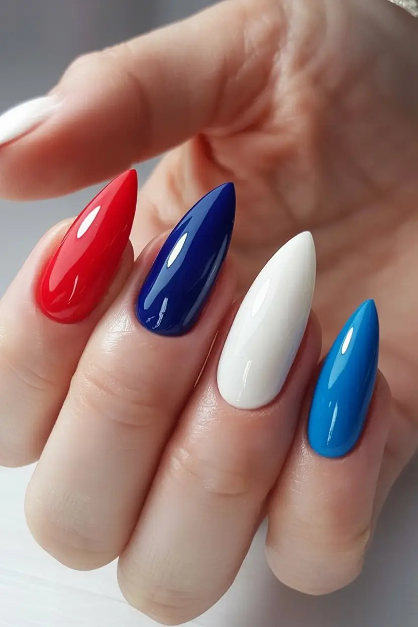Effortless July 4th Nails for 2025 High Gloss Patriotic Power Colors