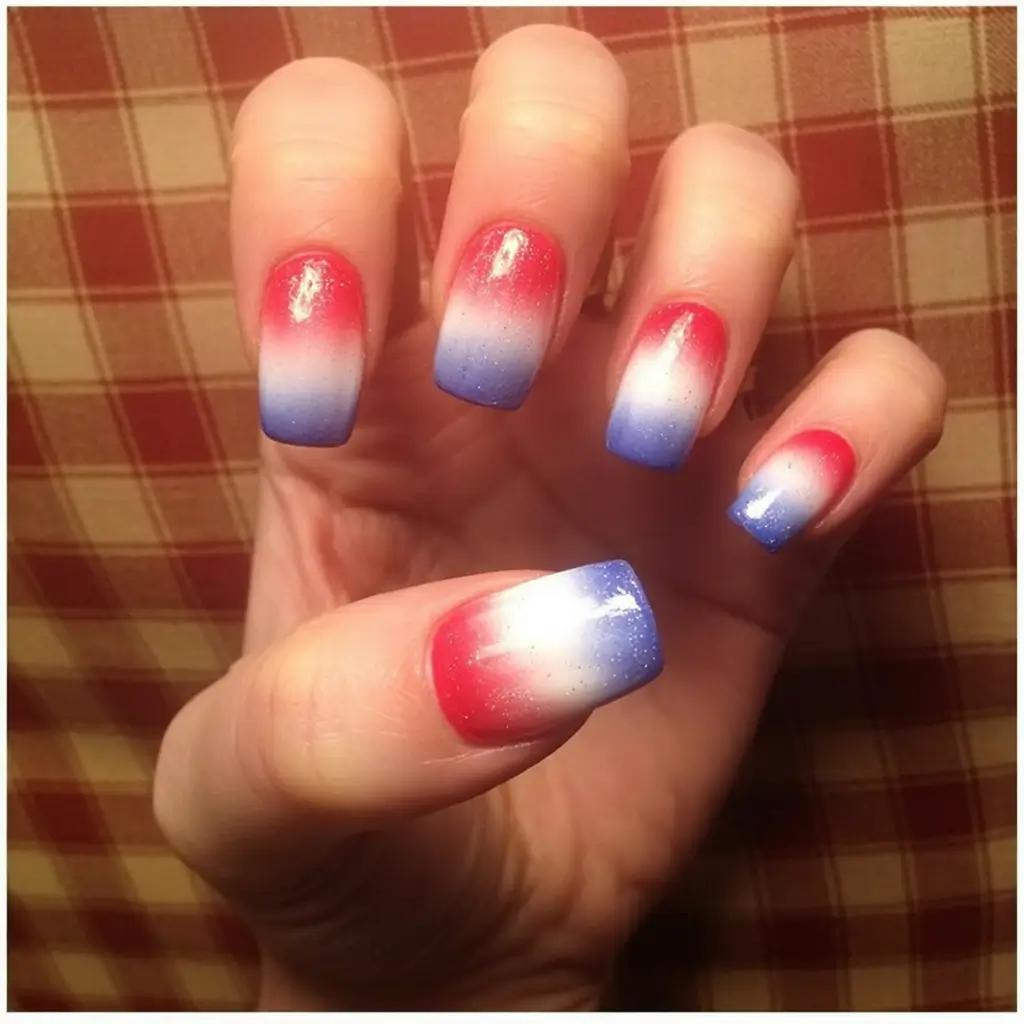Effortless July 4th Nails for 2025 Soft Gradient Fade In Classic Red White Blue
