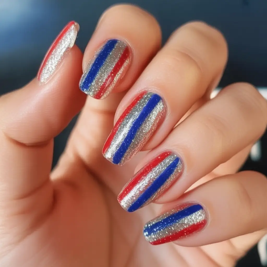 Effortless July 4th Nails for 2025 Firecracker Stripes