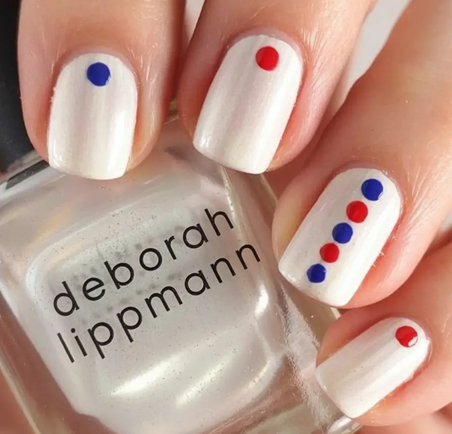 Effortless July 4th Nails for 2025 Minimalist Dots With A Retro Twist