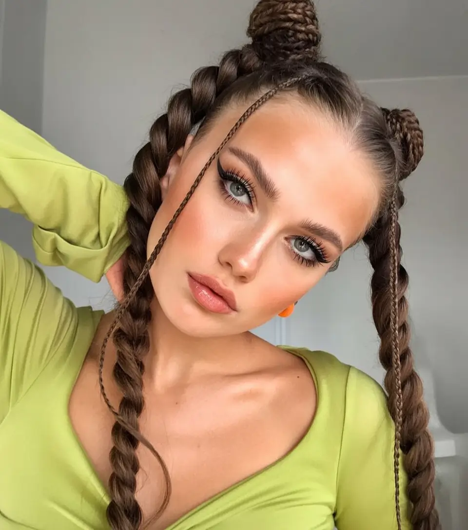 end of summer hairstyles ideas 2025 Space Braids for the Cosmic Girl