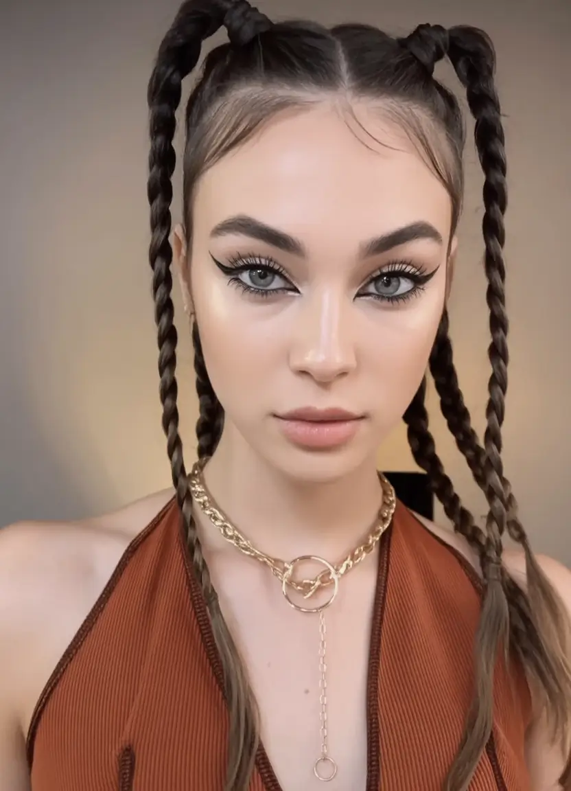 end of summer hairstyles ideas 2025 Rope-Tied Twin Ponytails
