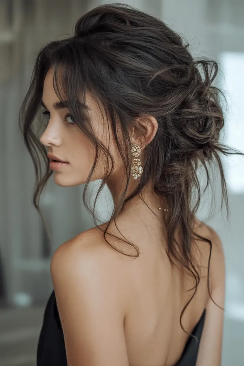 end of summer hairstyles ideas 2025 Textured Romantic Updo