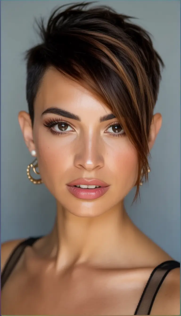 end of summer hairstyles ideas 2025 Edgy Pixie with a Sleek Finish
