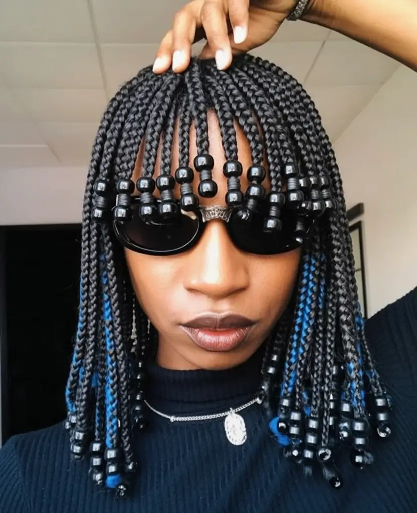 end of summer hairstyles ideas 2025 Braided Bangs with Beaded Drama