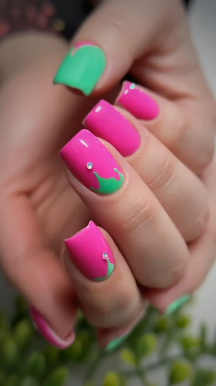 end of summer nails ideas 2025 Drip Candy Pop